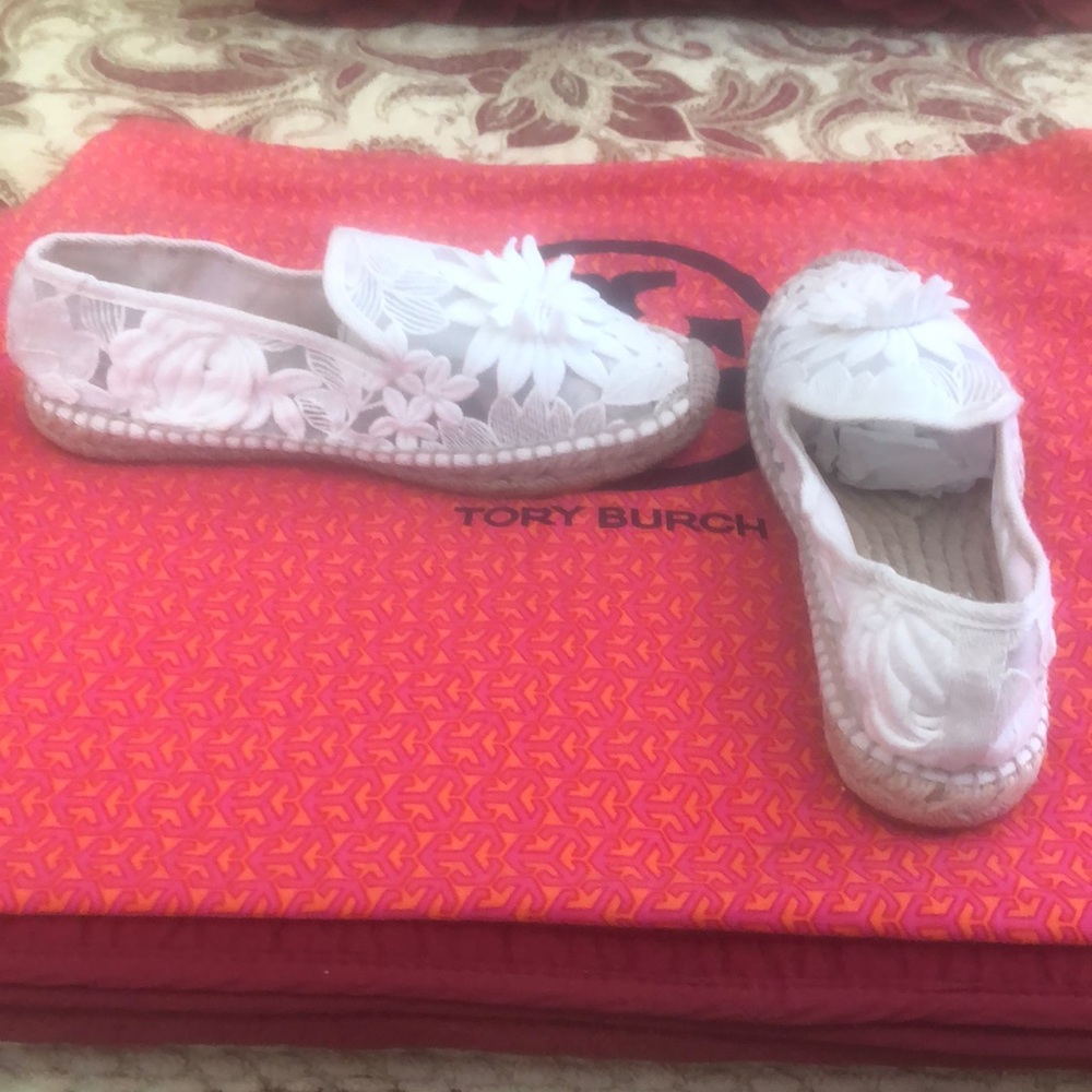 Tory Burch Lace & Appliqué Espadrilles in Size 8